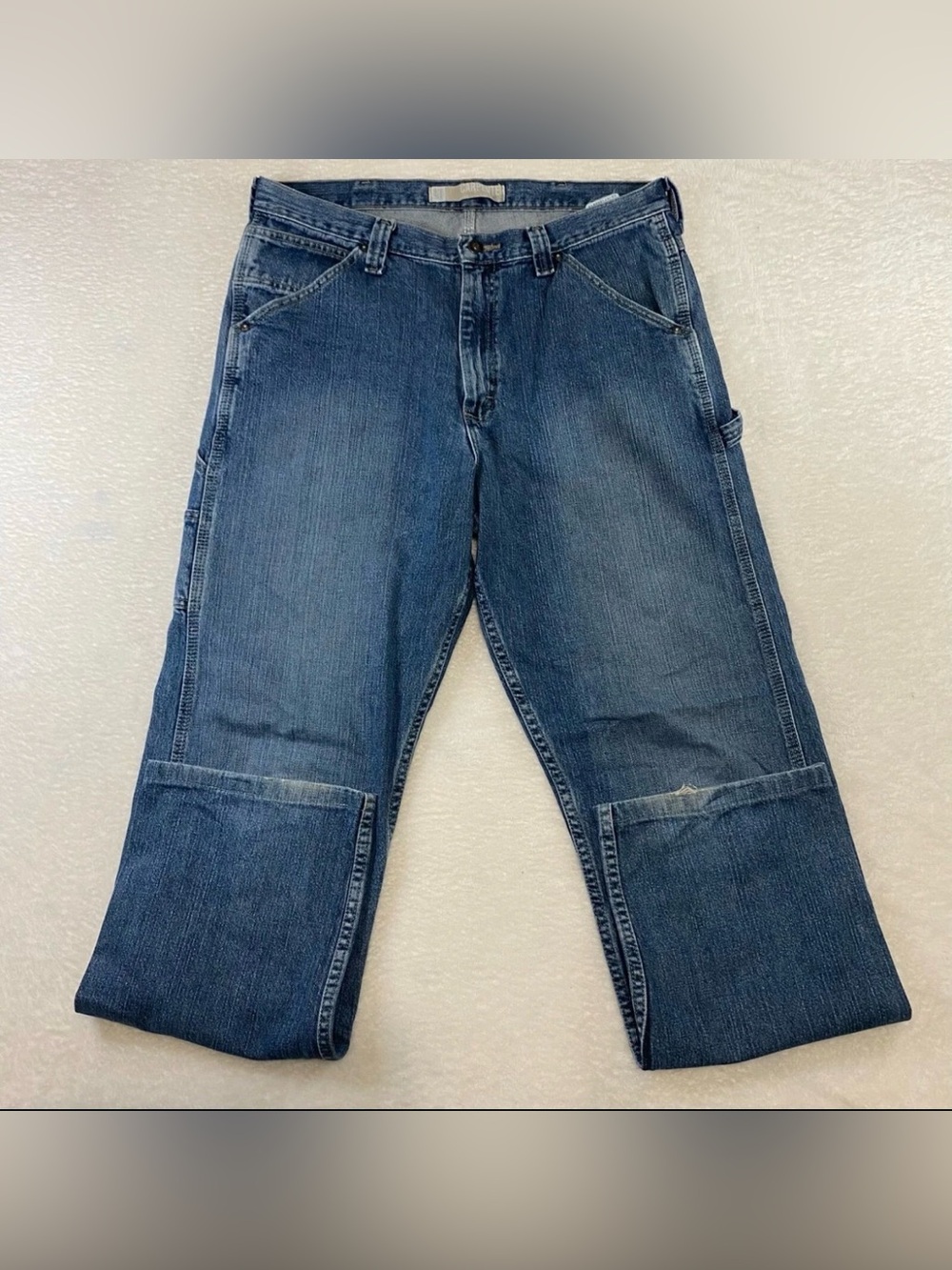Men's 34x33 LEE Dungarees Carpenter Fit Denim Blue Jeans Work Pants 2877930